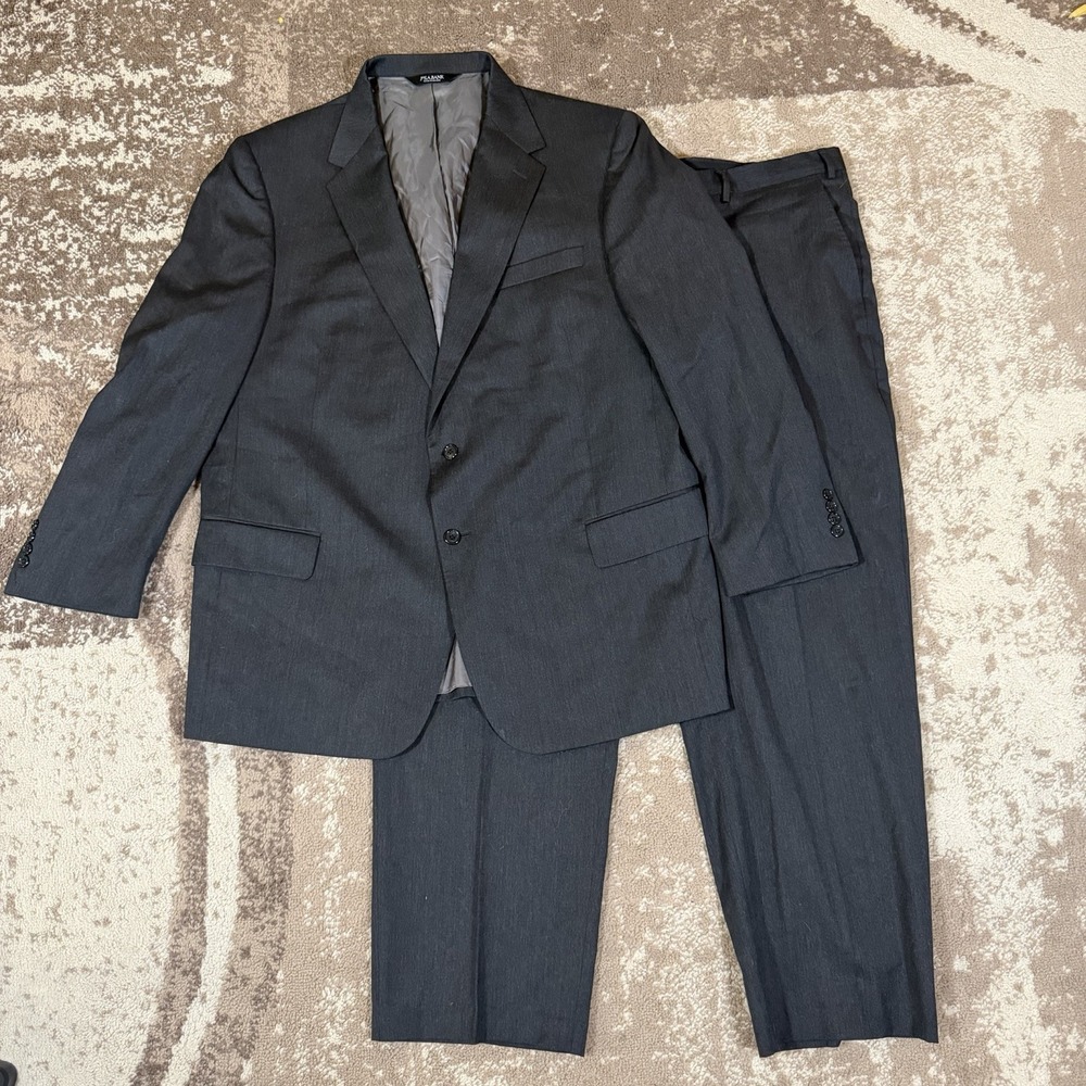 Jos A Bank Signature Suit 48R 46x30 Charcoal 100% Wool Jacket Pants Old Money